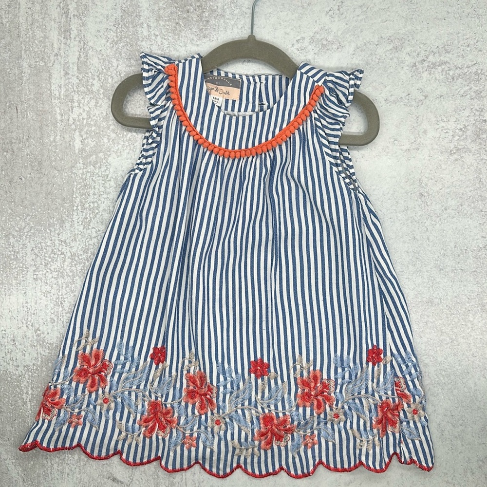 Lined Seersucker Dress with Embroidery Size 18 Months 4th of July